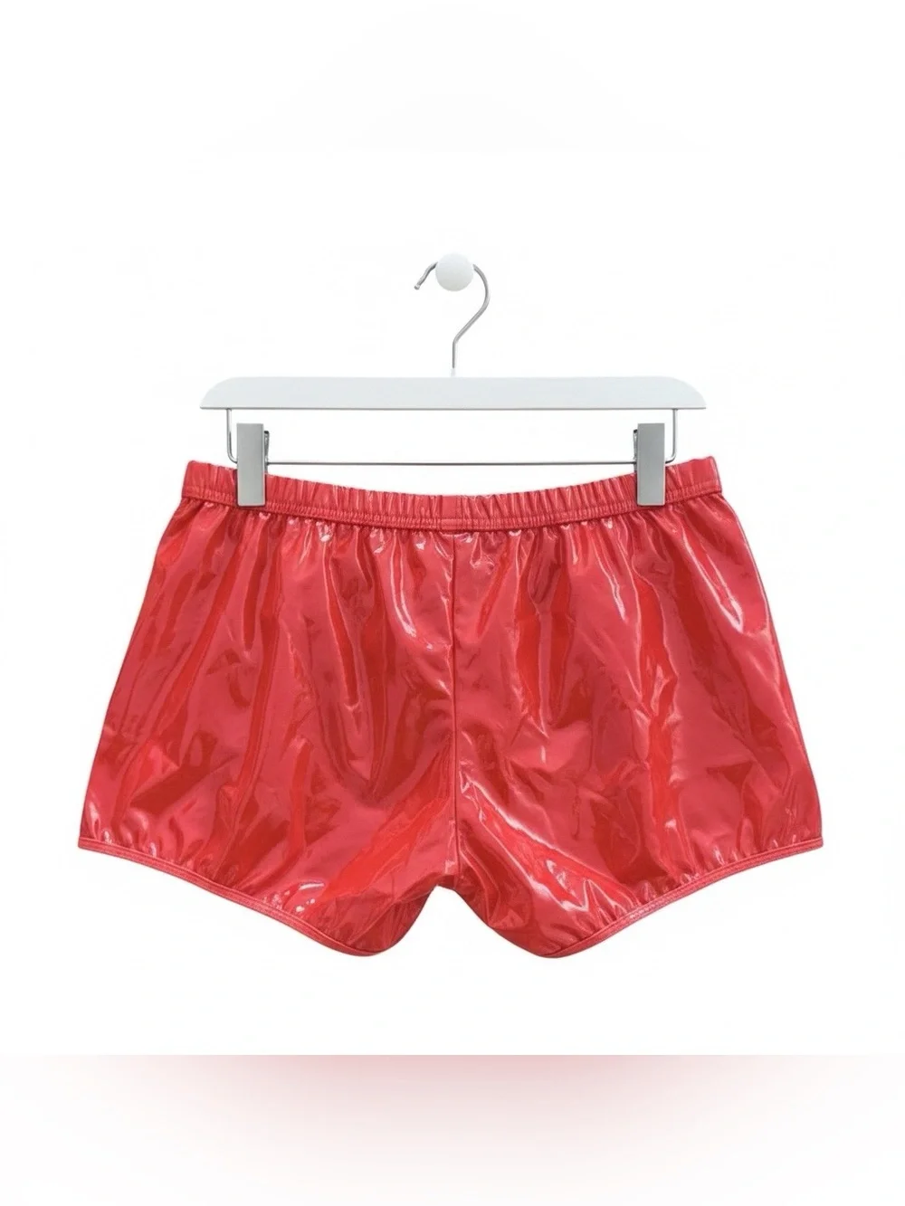 Red Glossy High‑Shine Shorts – S/M – Festival / Rave Wear